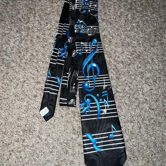 Musical Note Black and Blue Tie - Picture 1 of 7